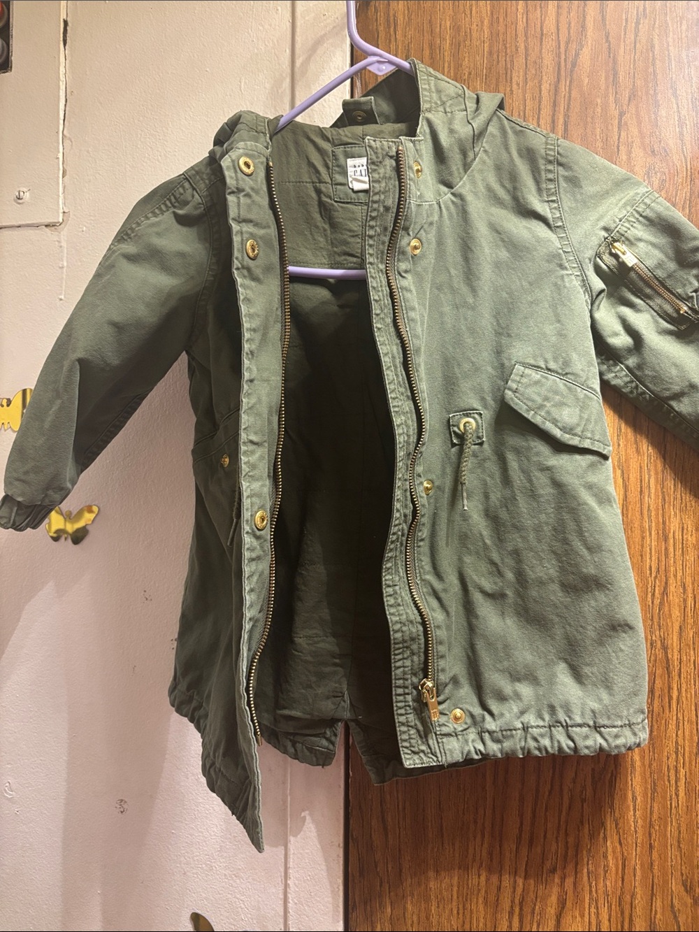 GAP Kids Olive Green Hooded Utility Anorak - Picture 3 of 5